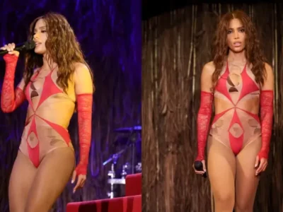 Anitta estreia turnê com troca de roupa no palco e body ultracavado